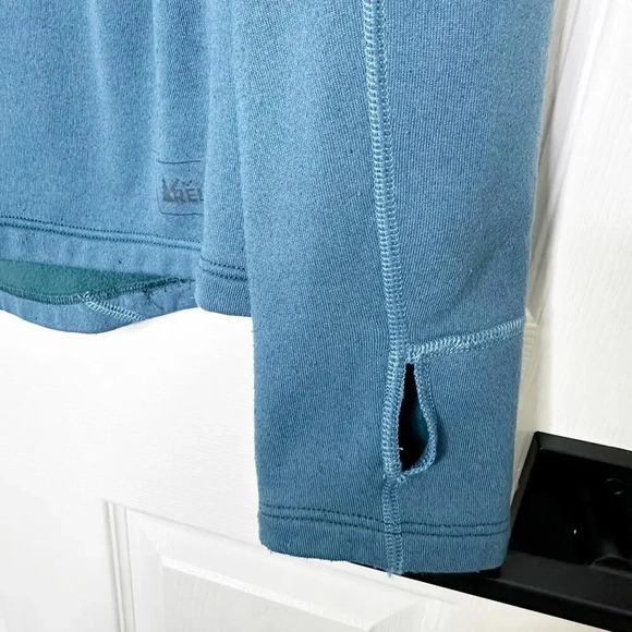 REI Size S Teal Blue Quarter Zip Fleece Lined Pullover Base Layer Gorpcore - Picture 2 of 5